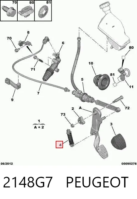 Resorte del pedal de embrague 2148G7 Peugeot/Citroen