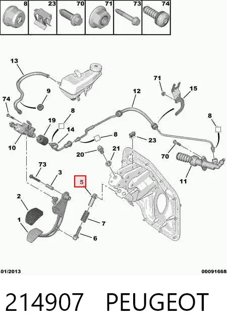 Buje del resorte del pedal de embrague 214907 Peugeot/Citroen