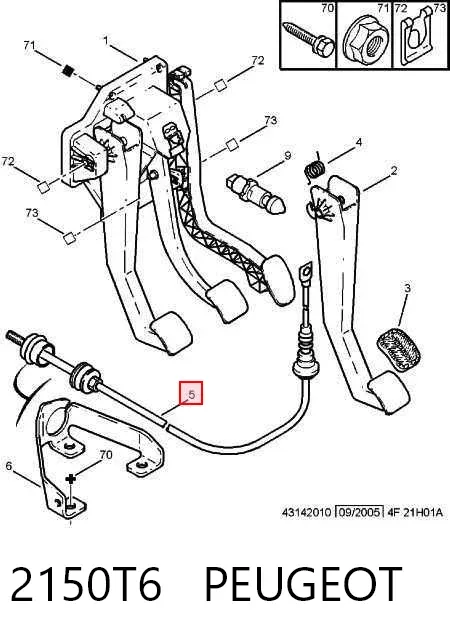 Cable de embrague 2150T6 Peugeot/Citroen
