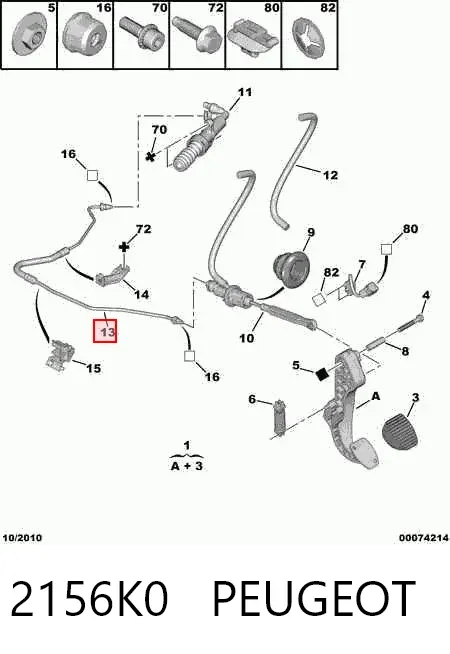 Latiguillo de embrague 2156K0 Peugeot/Citroen