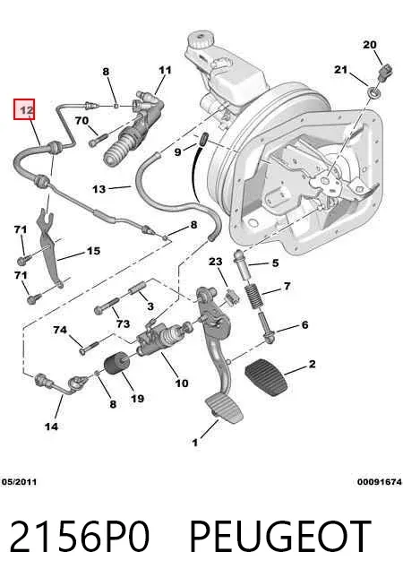 Latiguillo de embrague 2156P0 Peugeot/Citroen