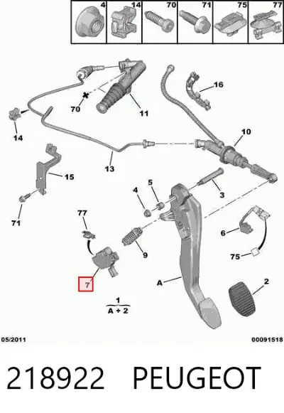 Interruptor de embrague PEUGEOT 218922