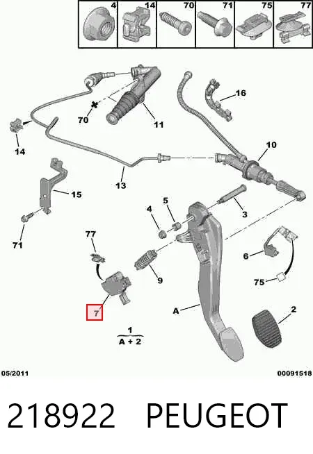 Interruptor de embrague 218922 Peugeot/Citroen