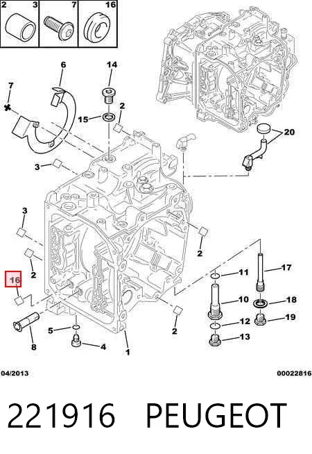 Carcasa de la caja de cambios 221916 Peugeot/Citroen