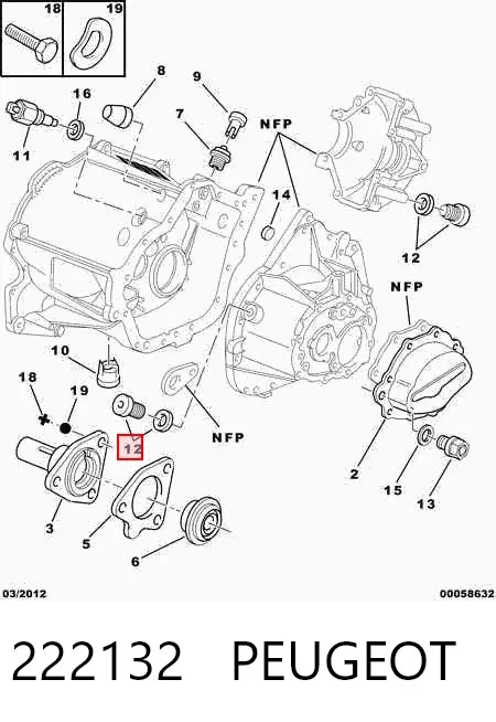 Tapón del cárter de la transmisión automática 222132 Peugeot/Citroen