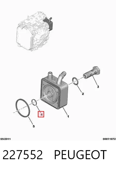 Junta del intercambiador de calor de aceite de la transmisión automática 227552 Peugeot/Citroen
