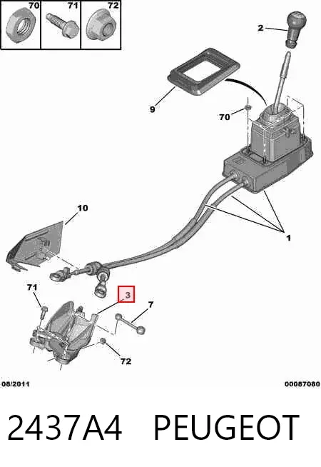 Soporte de fijación del cable de la caja de cambios 2437A4 Peugeot/Citroen