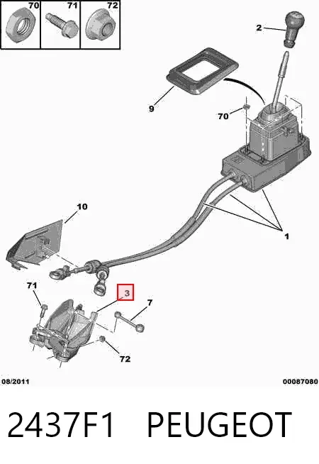 Soporte de fijación del cable de la caja de cambios 2437F1 Peugeot/Citroen