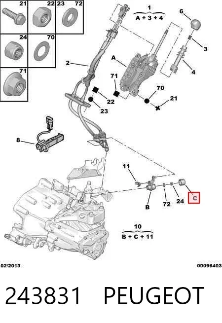 Varilla selectora de la transmisión 243831 Peugeot/Citroen