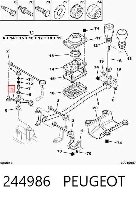 Soporte de la palanca selectora de la caja de cambios 244986 Peugeot/Citroen