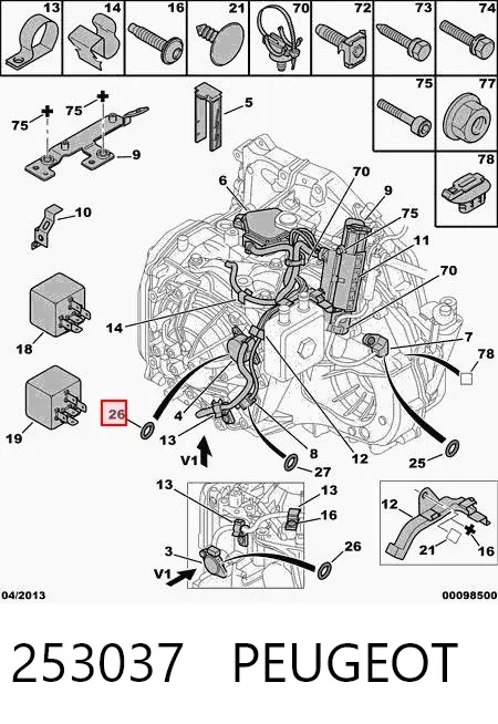 Anillo de sellado para sensor de presión de aceite de transmisión automática 253037 Peugeot/Citroen