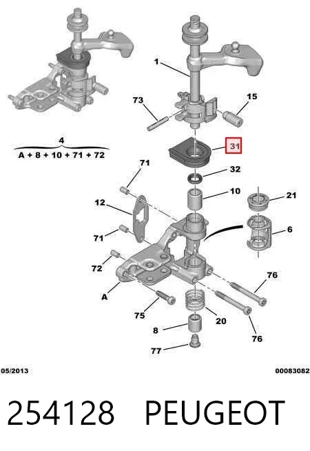 Retén del vástago del cambio de la caja de cambios 254128 Peugeot/Citroen