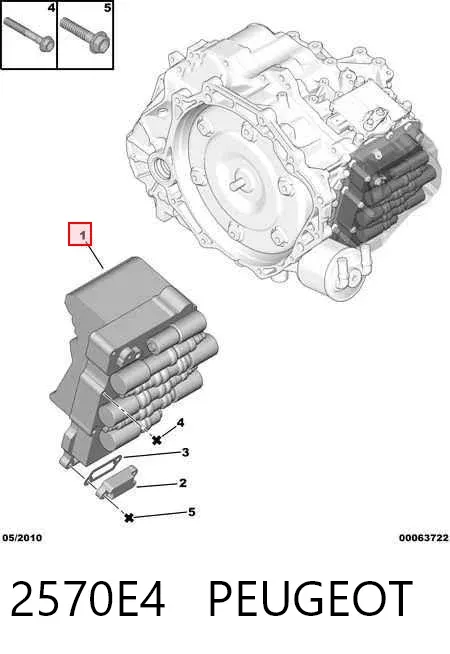 Cuerpo de válvulas de la transmisión automática 2570E4 Peugeot/Citroen