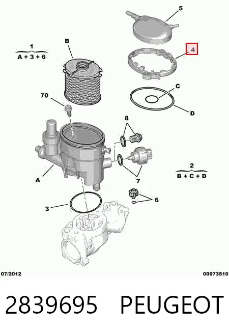 Abrazadera de la carcasa del filtro de combustible 2839695 Peugeot/Citroen