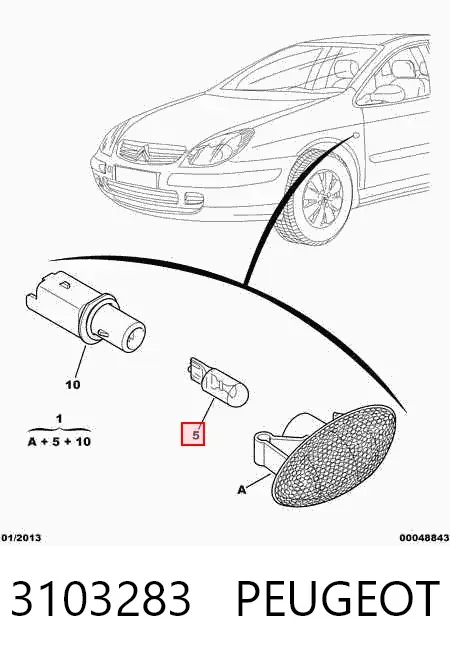 Luz intermitente de guardabarros 3103283 Peugeot/Citroen