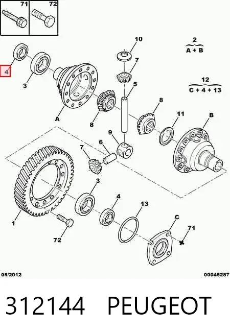 Retén del semieje delantero izquierdo 312144 Peugeot/Citroen