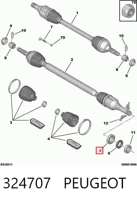 Soporte de rodamiento intermedio del semieje delantero 324707 Peugeot/Citroen