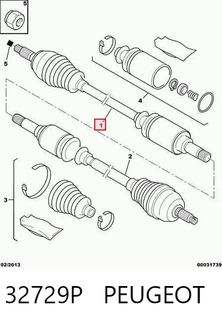 Semieje delantero izquierdo 32729P Peugeot/Citroen
