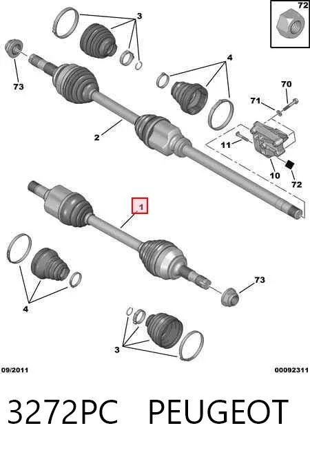 Semieje delantero izquierdo 3272PC Peugeot/Citroen