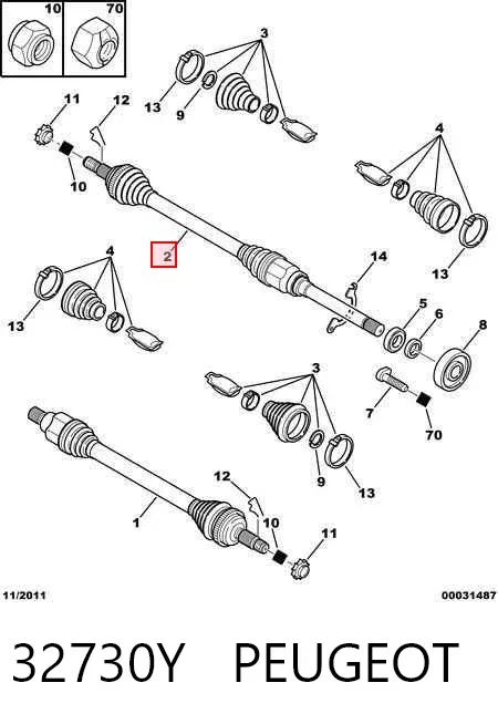 Semieje delantero derecho 32730Y Peugeot/Citroen