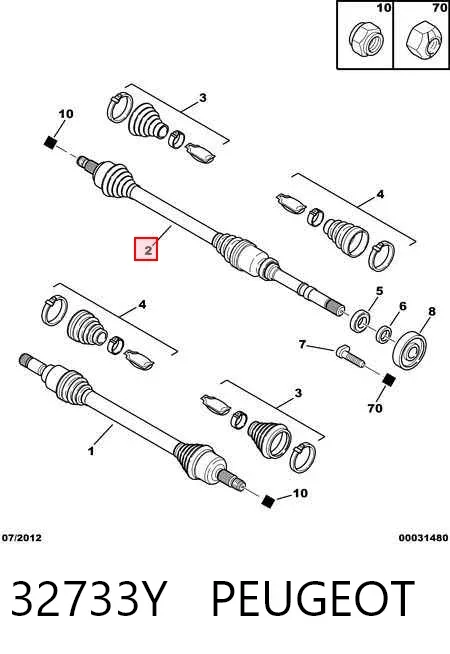 Semieje delantero derecho 32733Y Peugeot/Citroen