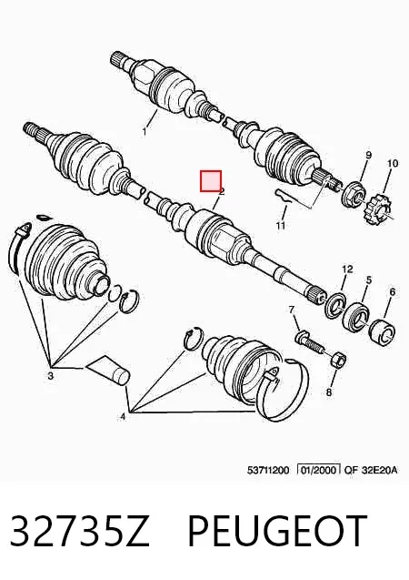 Semieje delantero derecho 32735Z Peugeot/Citroen