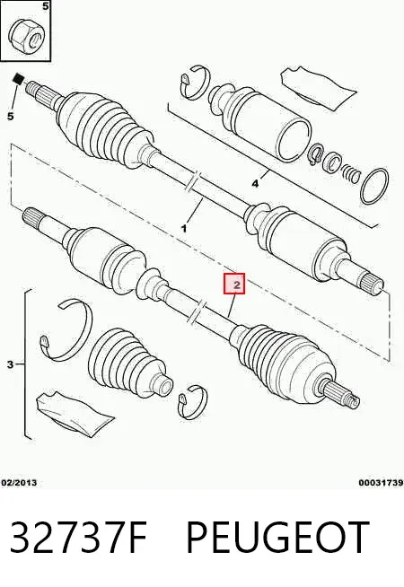 Semieje delantero derecho 32737F Peugeot/Citroen