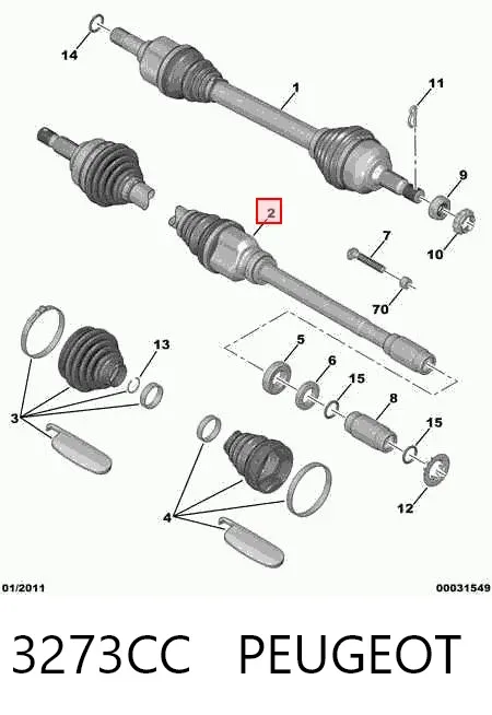 Semieje delantero derecho 3273CC Peugeot/Citroen