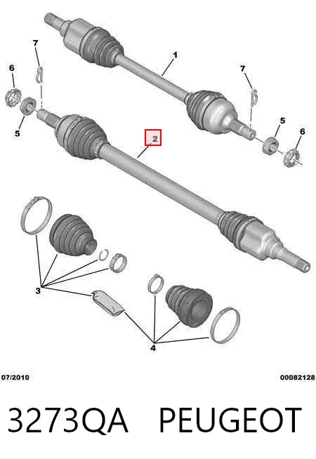 Semieje delantero derecho 3273QA Peugeot/Citroen