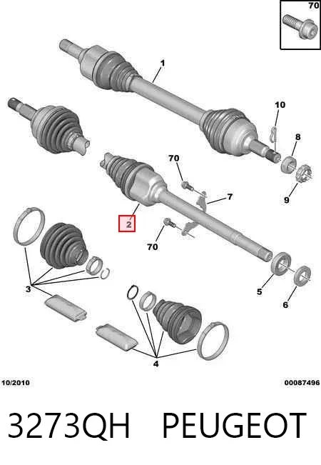 Semieje delantero derecho 3273QH Peugeot/Citroen
