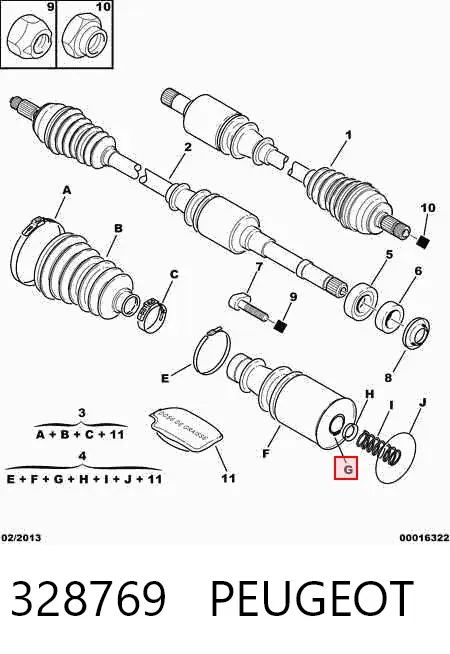 Fuelle de semieje delantero interior 328769 Peugeot/Citroen