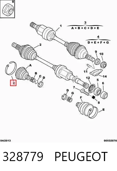 Fuelle de semieje delantero interior 328779 Peugeot/Citroen