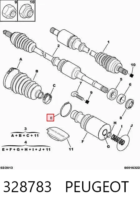 Fuelle de semieje delantero interior 328783 Peugeot/Citroen