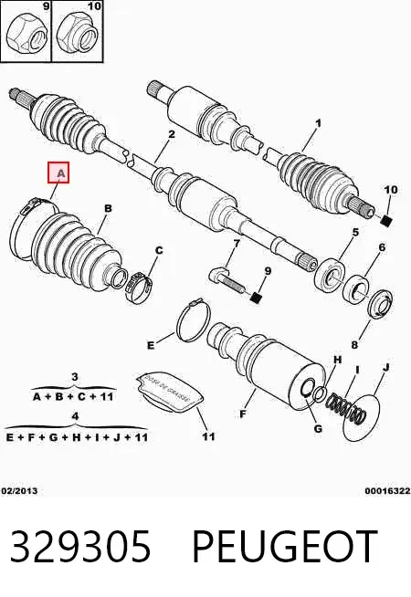 Fuelle de palier delantero exterior 329305 Peugeot/Citroen