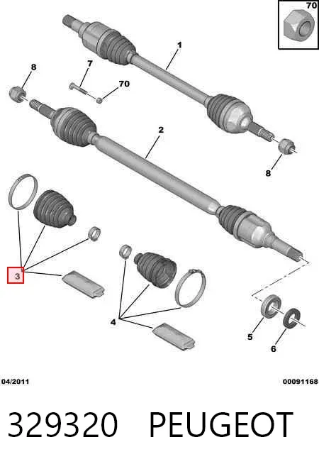 Fuelle de palier delantero exterior 329320 Peugeot/Citroen