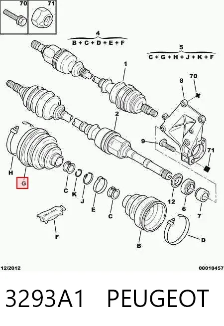Fuelle de palier delantero exterior 3293A1 Peugeot/Citroen