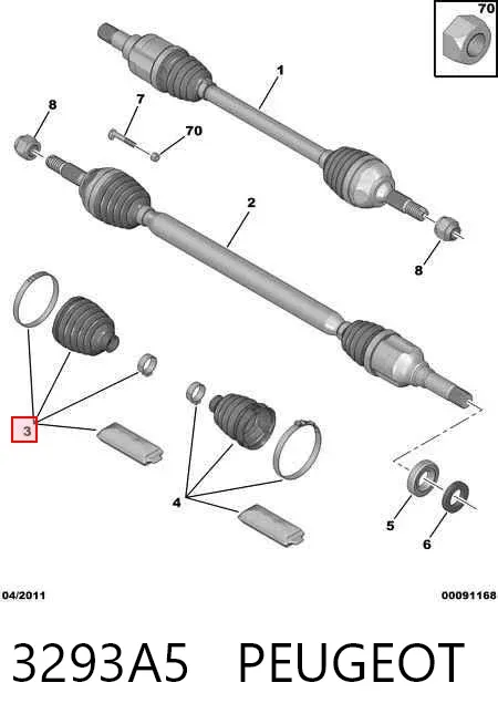 Fuelle de palier delantero exterior 3293A5 Peugeot/Citroen