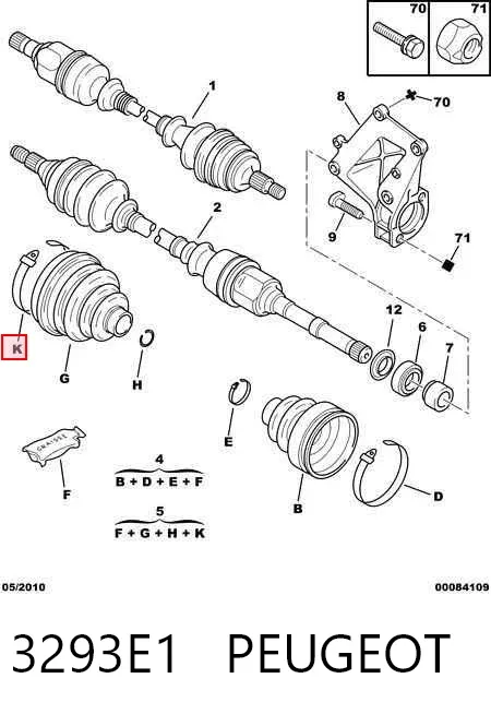 Fuelle de palier delantero exterior 3293E1 Peugeot/Citroen