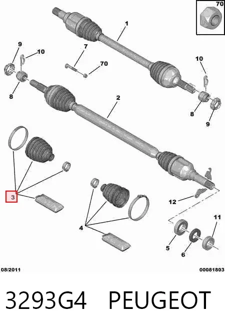 Fuelle de palier delantero exterior 3293G4 Peugeot/Citroen