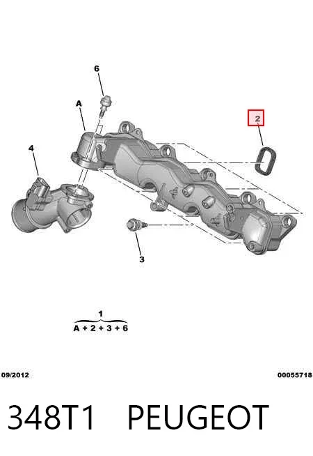 Junta de colector de admisión 348T1 Peugeot/Citroen