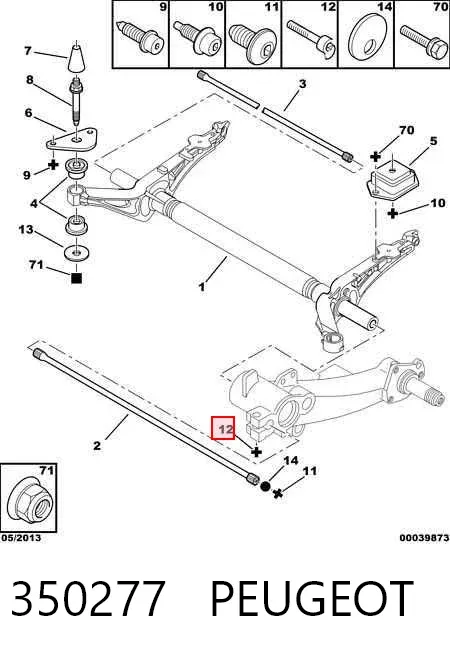 Perno de fijación de viga trasera 350277 Peugeot/Citroen