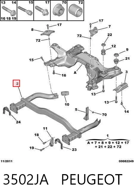 Subchasis delantero soporte motor delantero 3502JA Peugeot/Citroen