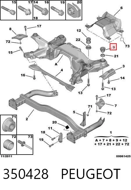 Buje silencioso del subchasis delantero 350428 Peugeot/Citroen