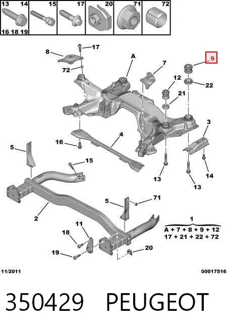 Buje silencioso del subchasis delantero 350429 Peugeot/Citroen