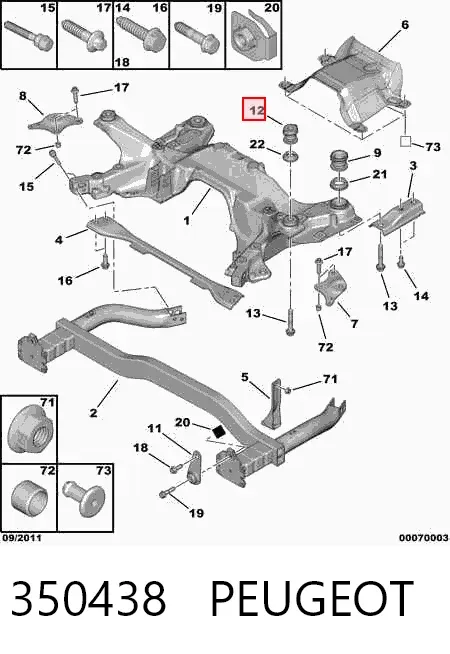 Buje silencioso del subchasis delantero 350438 Peugeot/Citroen