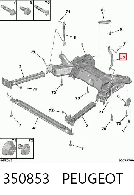 Soporte de viga delantera 350853 Peugeot/Citroen