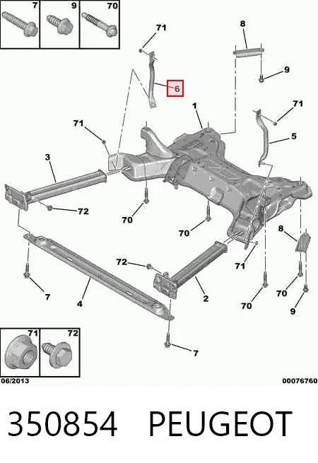 Soporte de viga delantera 350854 Peugeot/Citroen