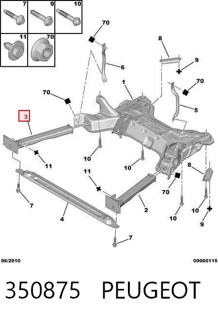 Soporte de viga delantera 350875 Peugeot/Citroen