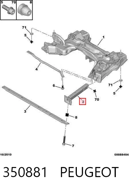 Soporte de viga delantera 350881 Peugeot/Citroen
