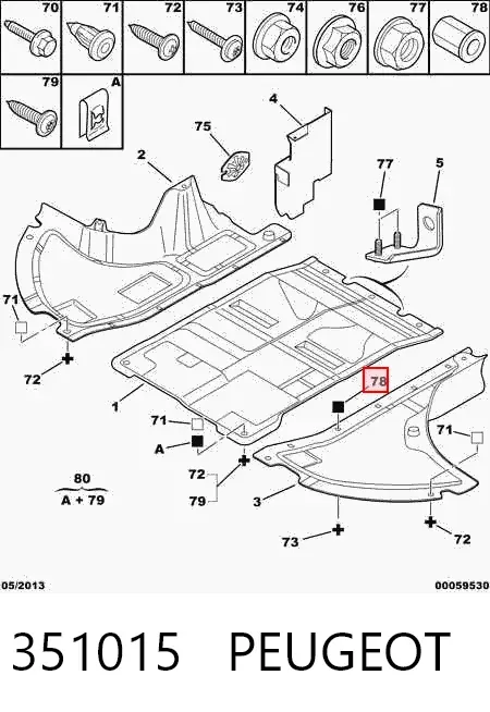 Tuerca remachable para tornillo autorroscante 351015 Peugeot/Citroen